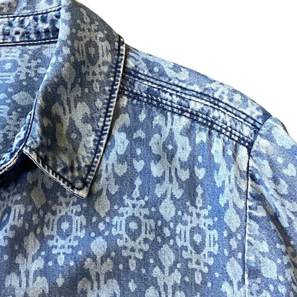Anthropologie Holding Horses Ikat Blue Chambray Shirt Sz 8(XS) #304C - Picture 7 of 10